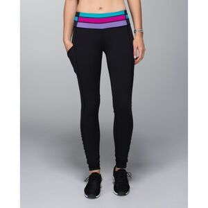 Lululemon Speed Tight *Interlock Black/Quilt Winter Mid Rise Pocket Legging 6